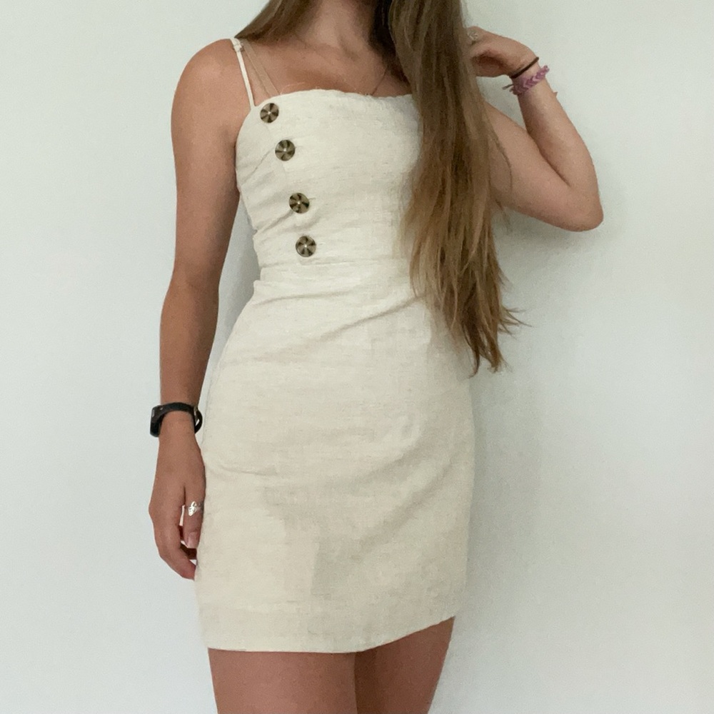 Urban Outfitters Cream Dress w Buttons